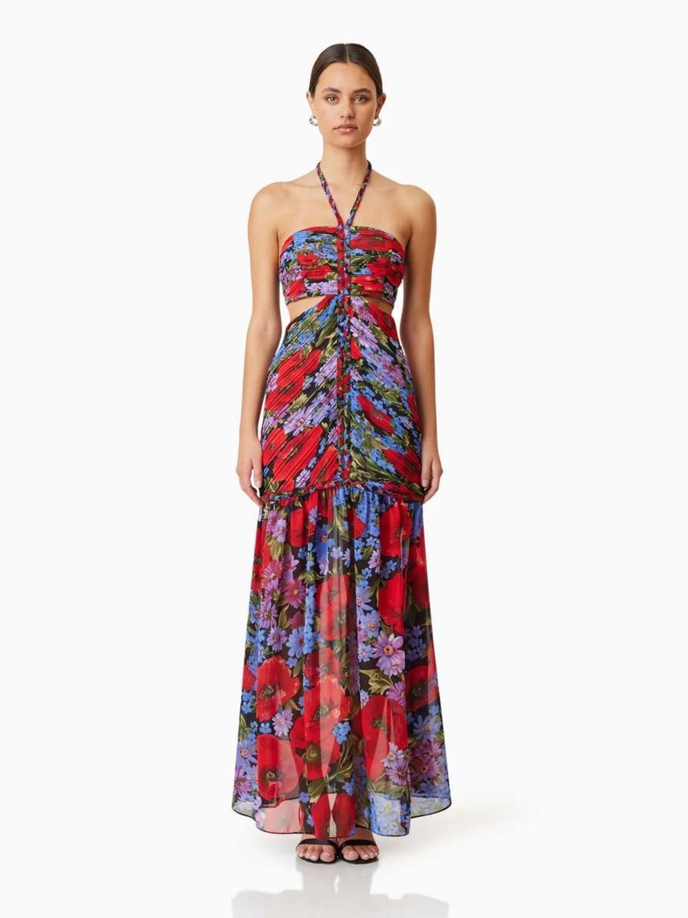 NWOT ELLIATT Thea Cocktail Dress Vacation Floral Garden Party Maxi Dress XS